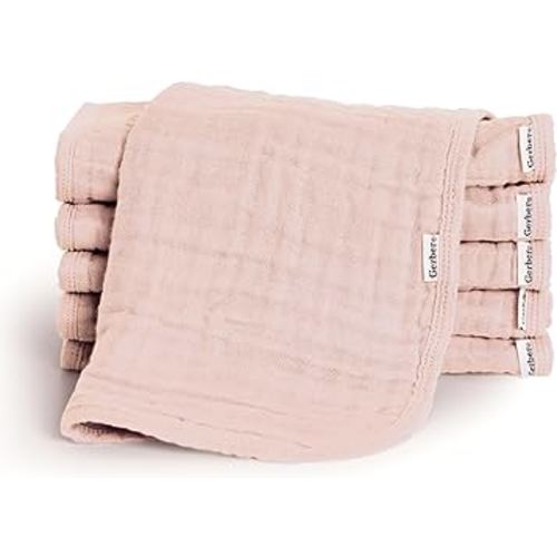 Gerber Baby Unisex Muslin Burp Cloths 6-Pack, Pink, Large Size 20" x 10"