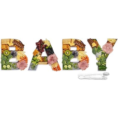 Baby Letter Boxes - Gender Reveal Decor, Fillable Cardboard Letters for Charcuterie Boards, Baby Shower Decorations