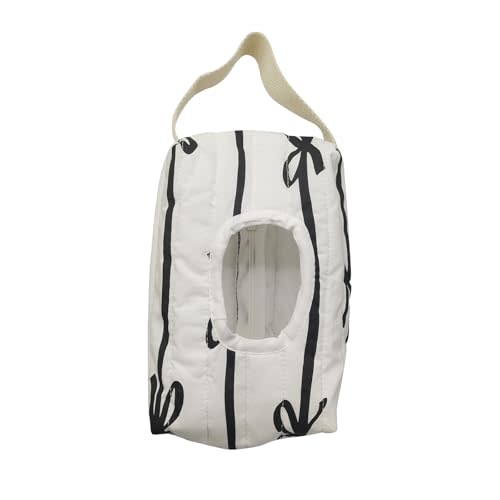 Reusable Bow Baby Wipes Dispenser - Portable Wet Tissue Storage Bag for Travel, Refillable Diaper Wipe Holder for Car and Stroller –Hanging Wet Wipe Pouch(White/Black)