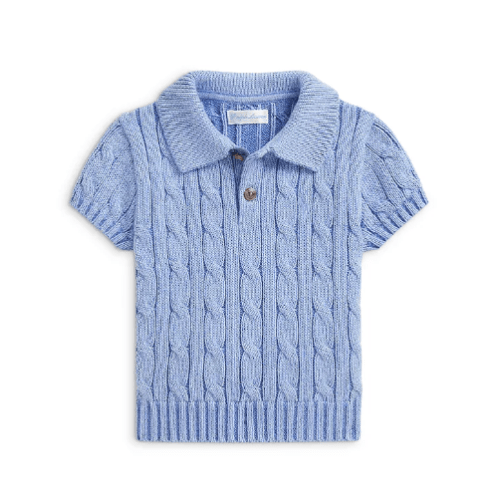 Polo Boys' Cable Knit Cotton Polo Collar Sweater - Baby