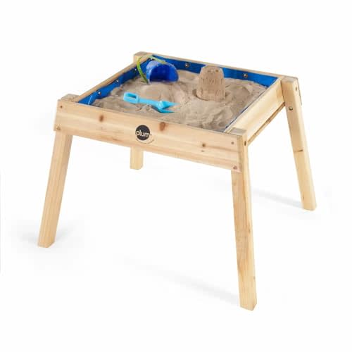 Plum® Wooden Sand and Water Table with Cover - Toddler Sensory Toys, Summer Outdoor Games for Kids, Backyard Build & Splash Activity, Sturdy Sandbox Playset, Weatherproof, Easy to Clean, Age 2+ Years