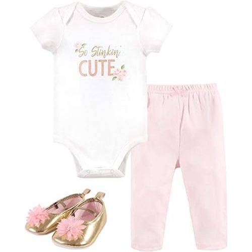 Little Treasure Unisex Baby Cotton Bodysuit, Pant and Shoe Set