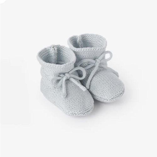 Pale Blue Garter Knit Baby Booties