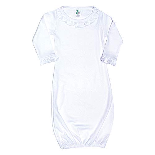 Laughing Giraffe Baby Blank Long Sleeve Ruffle-Trim Sleeper Gown White (0-3 Months -3807)