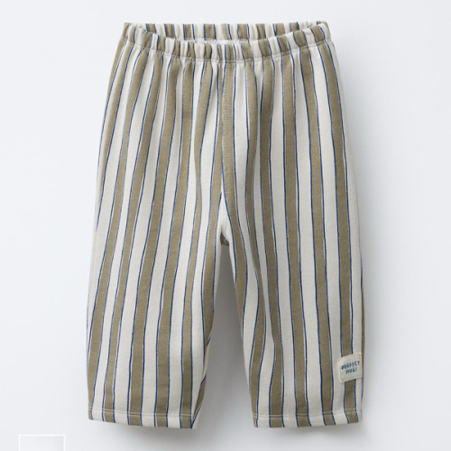 STRIPED BAGGY PANTS WITH LABEL - Beige | ZARA United States
