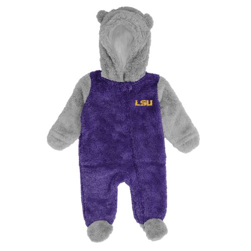 Newborn /Gray LSU Tigers Game Nap Teddy Fleece Bunting Full-Zip Sleeper