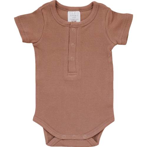 3-6 M Dusty Rose Organic Cotton Ribbed Snap Bodysuit
