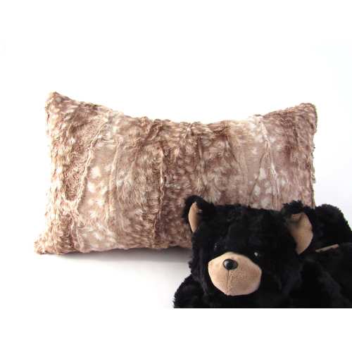 Fawn Pillow Cover, Lumbar Pillow, Woodland Decor, Pillow For Chair, Nursery Pillow, Faux Fur Plush, Baby Deer, Animal Pillow,  Minky Pillow