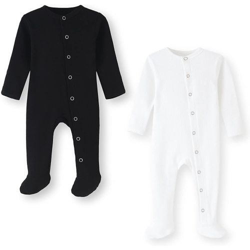 Newborn Baby Footed Pajamas with Mitten Cuffs - Cotton Unisex Snap-Up Baby Sleepers for Sleep and Play Footies 0-12 Months