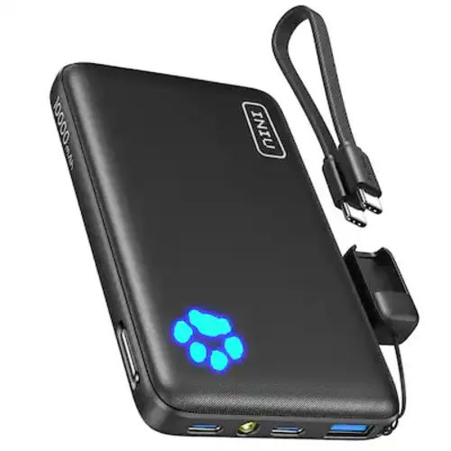 INIU - Portable Charger, Compact 10000mAh PD 22.5W Power Bank for iPhone, Samsung etc - Black