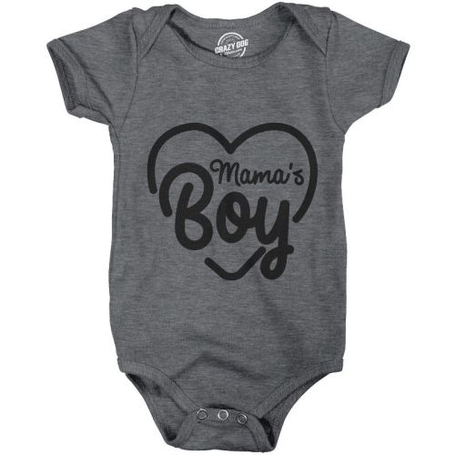 Creeper Mamas Boy Cute Funny Sarcastic Shower Baby Shirt Gift for Newborn Son - Crazy Dog Baby Bodysuit Gift for Mom Light Grey Newborn