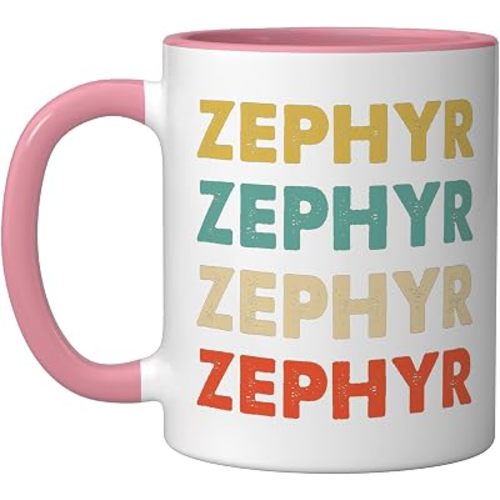 Zephyr Name Ceramic Mug, Pink/White