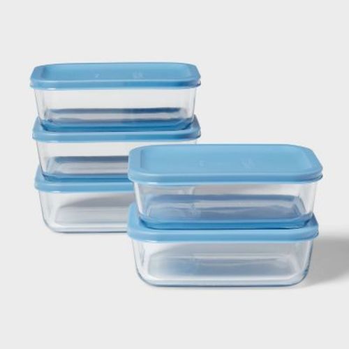 10pc set of 5 Glass Rectangle Meal Prep Set - Room Essentials™