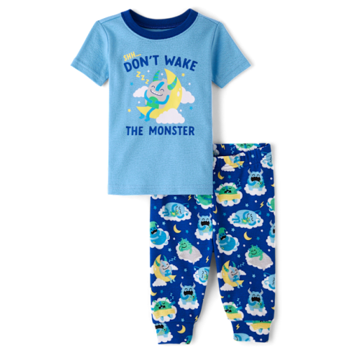 Baby And Toddler Boys Monster Snug Fit Cotton Pajamas - Blue