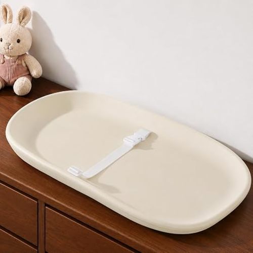 Baby Changing Pad, Waterproof Wipeable Diaper Changing Table Mat, Cream