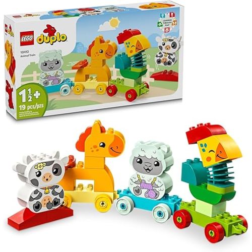 LEGO DUPLO My First Animal Train Building Set and Horse Toy, Educational Toy for Toddlers Ages 1-3 with 4 Animal Figures, Creative Nature Toy Birthday Gift for Preschoolers, 10412