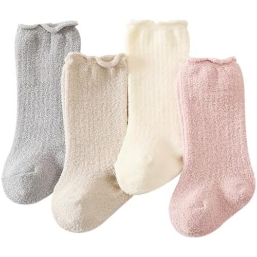Baby Wool Non-Slip Grip Socks, Winter Warm Knee-High Stockings for Girls Boys Newborn