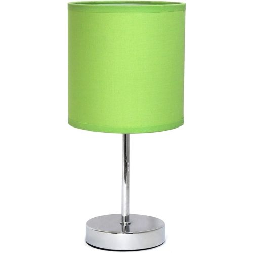 Simple Designs LT2007-GRN Chrome Mini Basic Table Lamp with Fabric Shade, Green