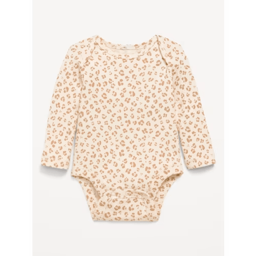 Printed Long-Sleeve Ribbed Bodysuit for Baby: 0-3 Mths