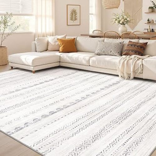 Nakagishi Boho 8x10 Area Rug Living Room Rugs Machine Washable Gray