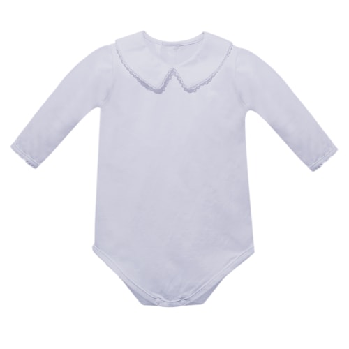 Picot Knit LS Onesie- White