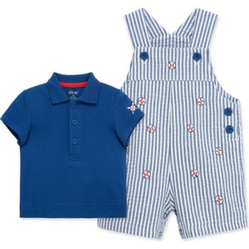 Little Me Baseball Polo & Overalls Set | Nordstromrack