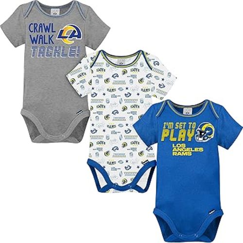 Gerber NFL unisex-baby Nfl Team 3 Pack Short Sleeve Onesie Bodysuit