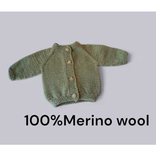 Hand Knit Merino Wool Baby Cardigan