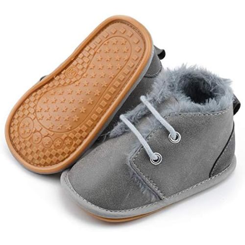 KIDSUN Newborn Infant Baby Boys Girls Fleece Booties Stay On Socks Soft Shoes Non Skid Winter Warm Christmas Slippers