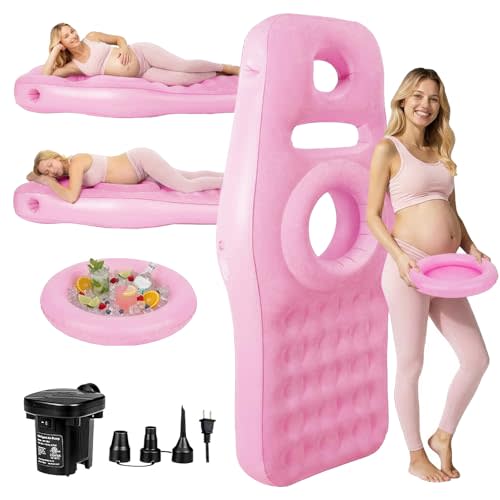 Inflatable Pregnancy Pillow with Belly & Head Hole, Prone Pregnancy Pillow for Stomach Sleepers, Belly Pillow Pregnancy Mattress for Pregnant Women, Maternity airbed Pool Float for Tummy Massage