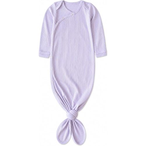 Copper Pearl Baby Gown - Knotted Newborn Sleepers for Baby Boy and Girl, Soft Stretchy Long Sleeve Infant Gowns with Bottom Tie and Hand Mittens, Perfect Hospital Coming Home Outfit (Periwinkle)