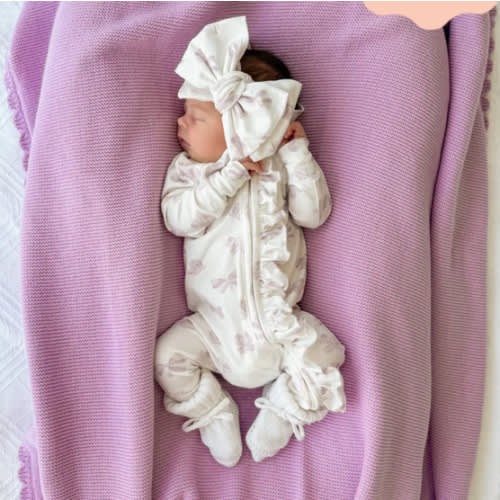 Frill Zip Romper | Lilac Butterflies – Little and Fern