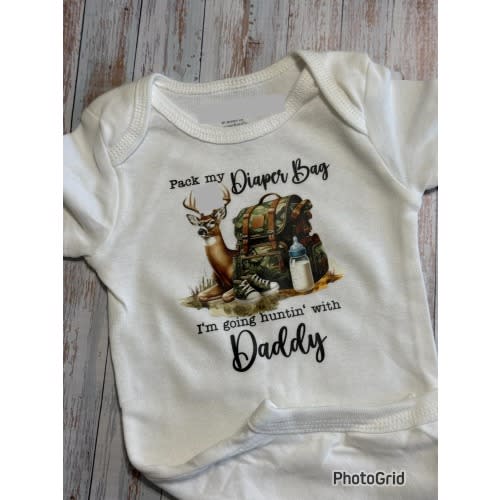 Baby Bodysuit, Pack My Diaper Bag, Hunting with Daddy, Deer Camo Backpack