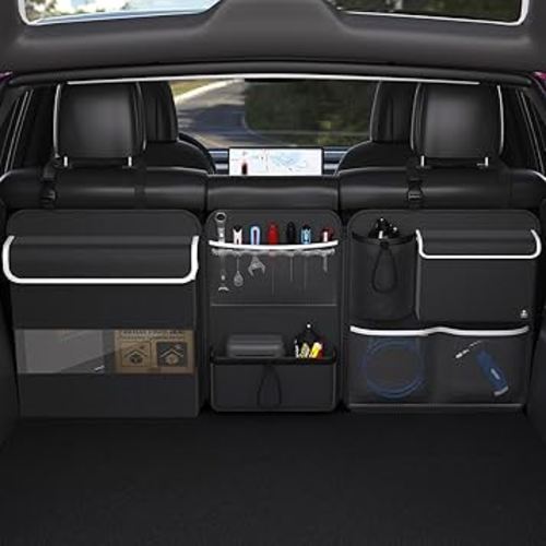 Back Seat Trunk Organizer Hanging Car Organizer Trunk Foldable Cargo Storage with 7 Large Pockets