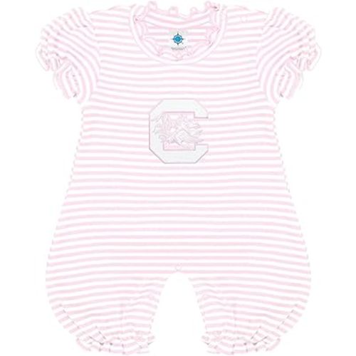 Creative Knitwear College Baby Striped Puff Sleeve Romper - Team Logo, Many Colors, for Girls (Newborn-12 Months)