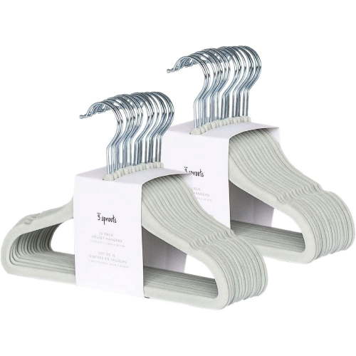 3 Sprouts Baby Velvet, Non-Slip Clothes Hangers - Pack of 30 - Seafoam