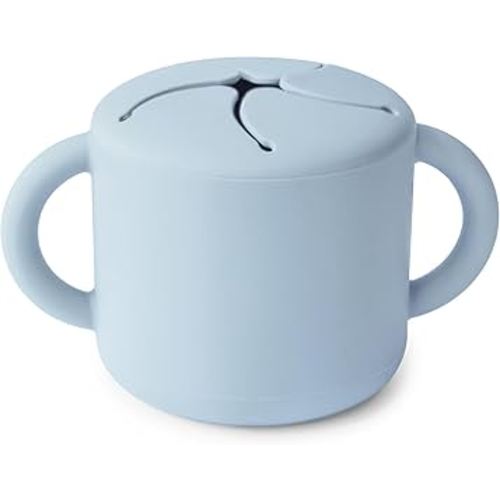 mushie Silicone Snack Cup | Spill Proof Food Container for Toddler and Baby (Powder Blue)