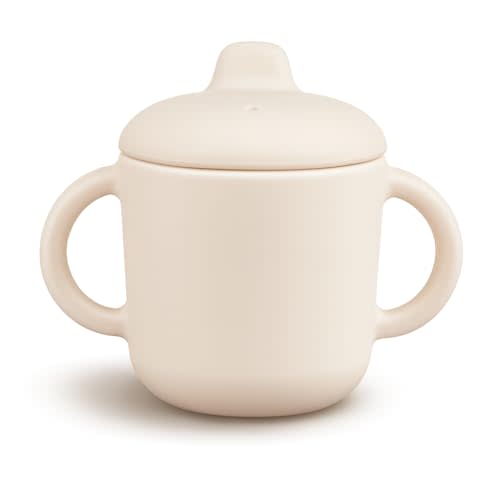 Catii 6 Months+ Sippy Cups with Handles,Small Silicone Sippy Cups Leak Proof 5oz,No Spill Sippy cups for Toddlers (Milk)