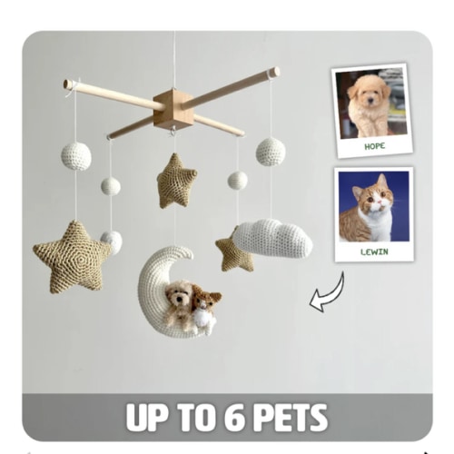 Pet Moon Brown | Custom Crochet Pet Nursery Baby Mobile – My Dollfy