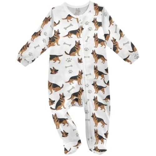Dussdil Dog Pup Baby One-Piece Footies Newborn Rompers Pajamas Cotton Footed Pjs for Sleep Play Boys Girls