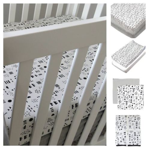 Honest Baby Organic Cotton Bedding Set - Pattern Play - 7pc: Standard Crib Size, Abstract Shapes, 140 Thread Count, Midweight Fabric