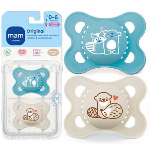 MAM Matte Original Deco Pacifier - 0-6 Months - Boy - 2pc: BPA-Free, Phthalate-Free, Silicone