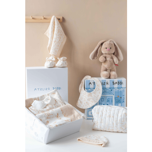 9-Piece Newborn Set - Toile De Jouy/Beige