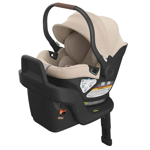 Aria Lightweight Infant Car Seat w Base - Oat Mélange/Chestnut Leather
