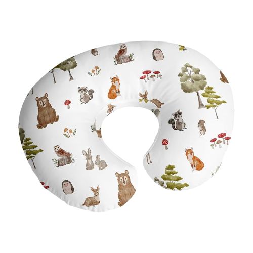 Sweet Jojo Designs Woodland Forest Animals Boy Girl Unisex/Gender Neutral Nursing Pillow Cover Baby Breastfeeding Slipcover Infant Newborn Nursery Bottle Breast Feeding Pillowcase Pillow NOT Included