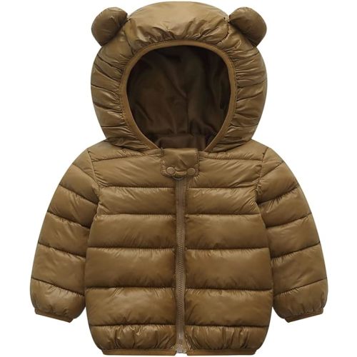 Winter Down Coats for Kids Baby Boys Girls Light Puffer Padded Jacket Bear Hoods Infant Outerwear