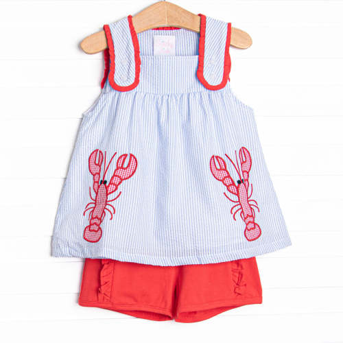 Crustacean Cutie Applique Short Set, Blue – Stitchy Fish