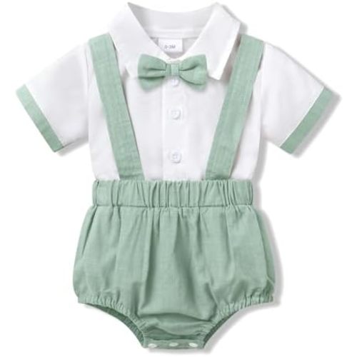 YOUNGER TREE Baby Boy Clothes Baptism Suit Gentleman Wedding Outfits Shirt and Bloomers Shorts Set 1st Birthday Cake Smash