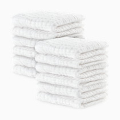 Comfy Cubs 6-Layer Muslin Baby Washcloths Set - White, 10