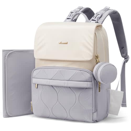 LOVEVOOK Diaper Bag Backpack, Baby Travel Bags for Boys & Girl, Toddler Waterproof Diaper Bag w/Changing Pad (Grey, 15.6''-Small)